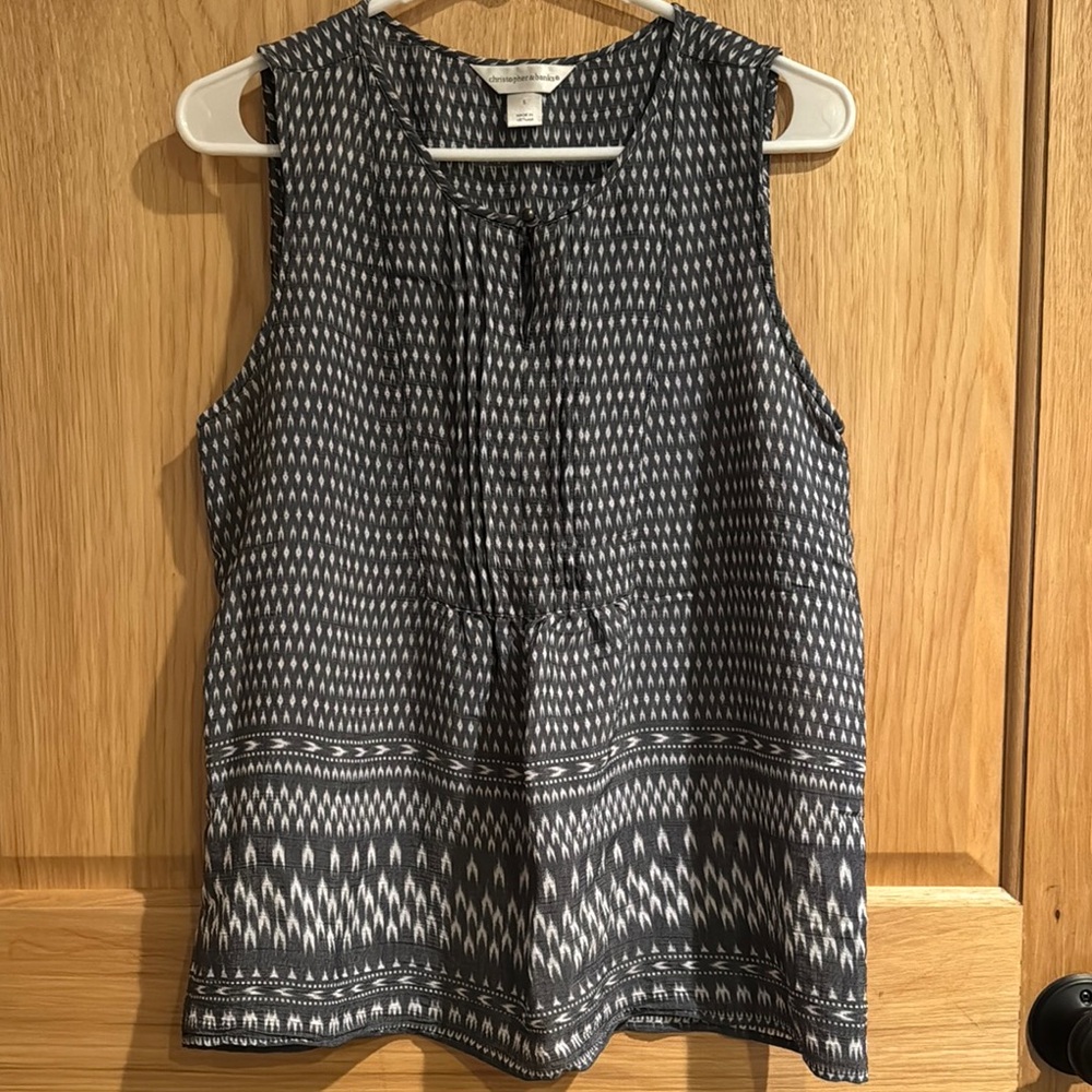 Women's Sleeveless Black and White Top
